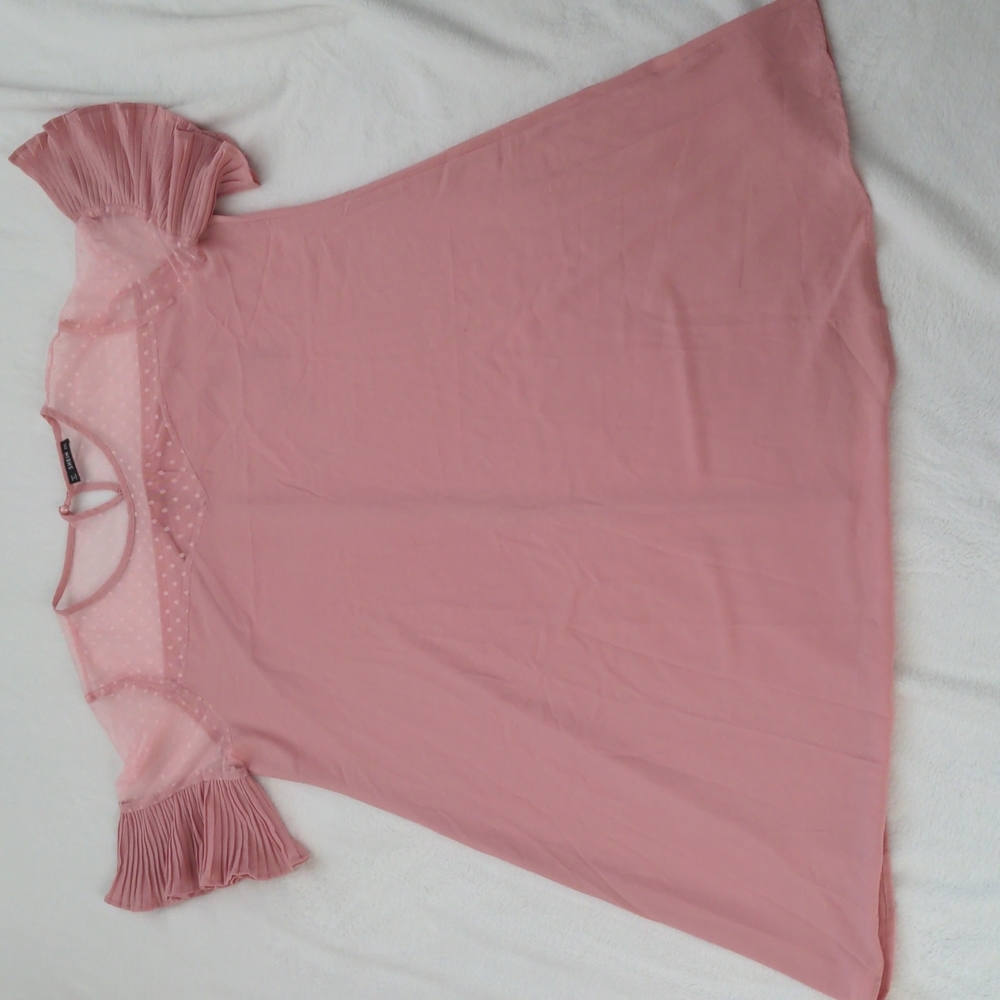 Mauve bell pleated sleeve swing dress 2XL